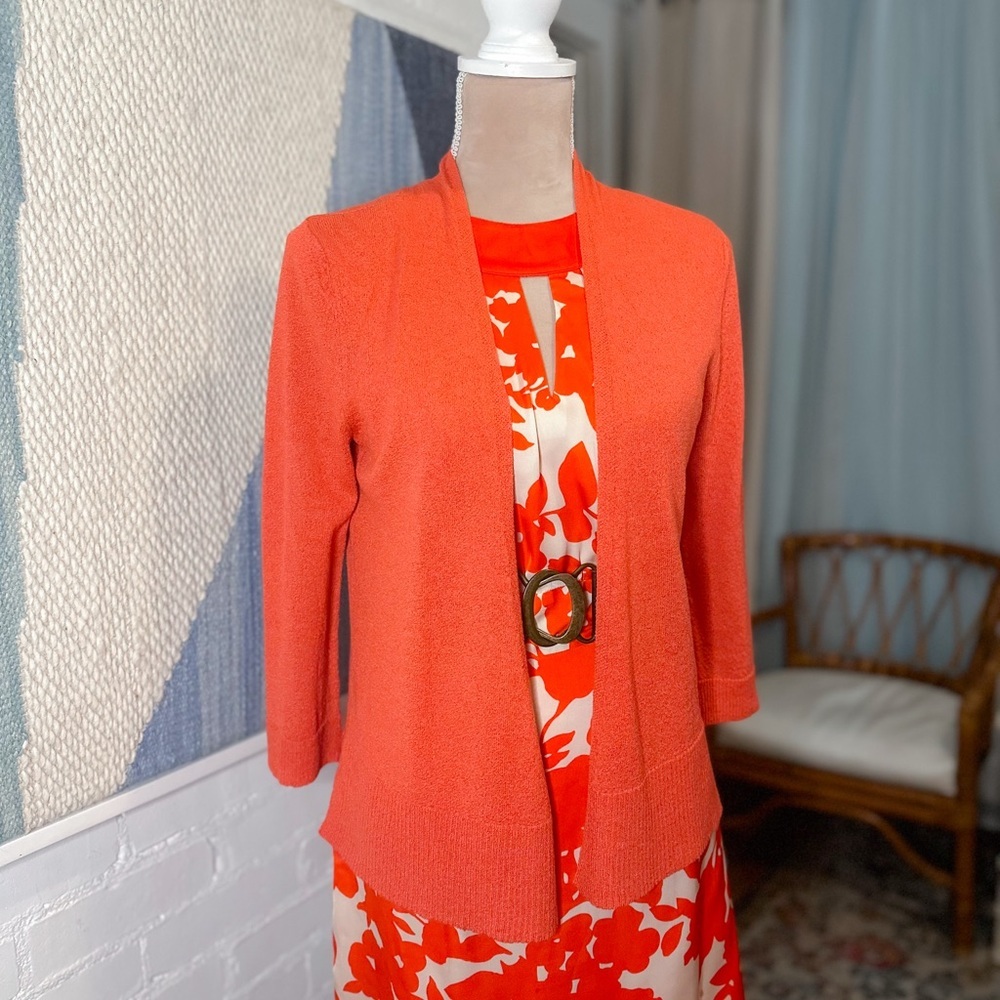 Cable & Gauge Orange Open Front Cardigan